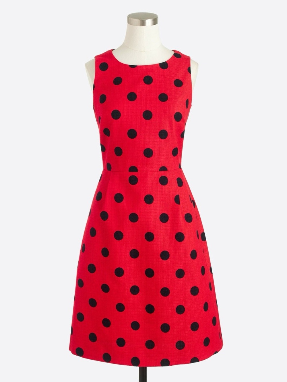 J. Crew Red Polka Dot Sleeveless A-Line Dress 100% Cotton